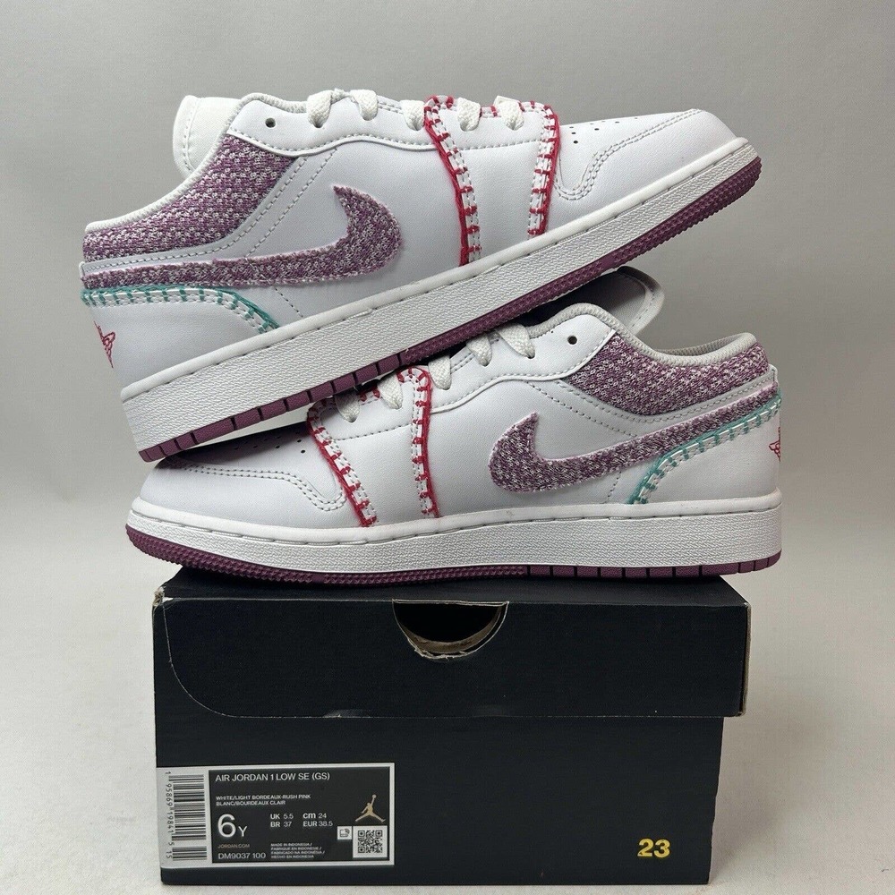 Nike Shoes Air Jordan 1 Retro Low GS SE “Knit/Light Bordeaux” 2023 - Picture 3 of 5